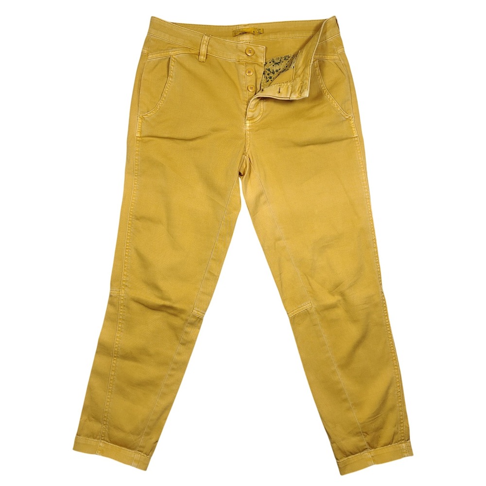 prAna Chino Pants Womens 4 Mustard Yellow Button Fly Organic Cotton Twill